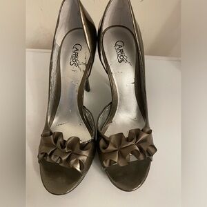 Antique Bronze Open Toe Heels